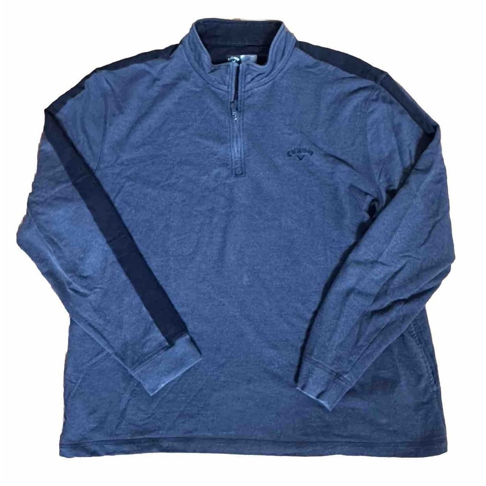 Callaway Sweater Men's‎ 2XL Gray Quarter Zip Golf Tech Pullover Pockets Sweater
